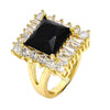 Anillo Multi Piedra 01.205.0012.3.08 Oro Laminado, con Zirconia Cubica Negro y Blanca, Pulido, Dorado