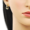 Arete Dormilona 02.283.0236 Oro Laminado, Diseño de Hebillas de Cinturon, Pulido, Dorado