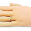 Anillo Elegante 01.341.0142 Oro Laminado, Diseño de Arco, Pulido, Dorado