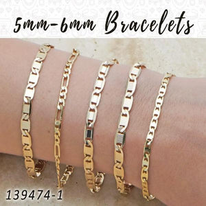 Kit Surtido de 20 Pulseras Básicas de 5 mm y 6 mm de Oro Laminado al por mayor — SKU 139474
