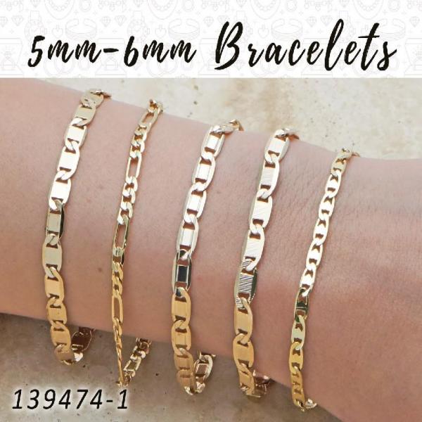 Kit Surtido de 20 Pulseras Básicas de 5 mm y 6 mm de Oro Laminado al por mayor — SKU 139474