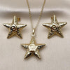 Juego de Arete y Dije de Adulto 10.282.0011 Oro Laminado, Diseño de Estrella y Caracol, Diseño de Estrella, Pulido, Dorado
