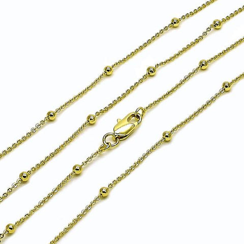 Gargantilla Básica 04.213.0248.22 Oro Laminado, Diseño de Rolo y Bola, Diseño de Rolo, Pulido, Dorado