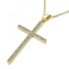 Dije Religioso 05.342.0058 Oro Laminado, Diseño de Cruz, con Micro Pave Blanca, Pulido, Dorado