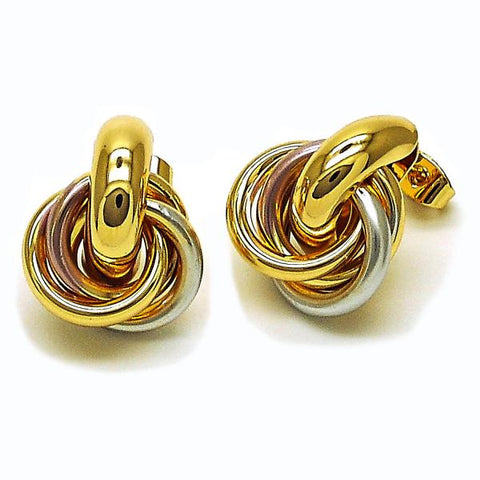 Arete Dormilona 02.170.0506 Oro Laminado, Diseño de Nudo, Pulido, Tricolor