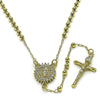 Rosario Fino 09.213.0055.18 Oro Laminado, Diseño de Guadalupe y Crucifijo, Diseño de Guadalupe, con Zirconia Cubica Blanca, Pulido, Dorado