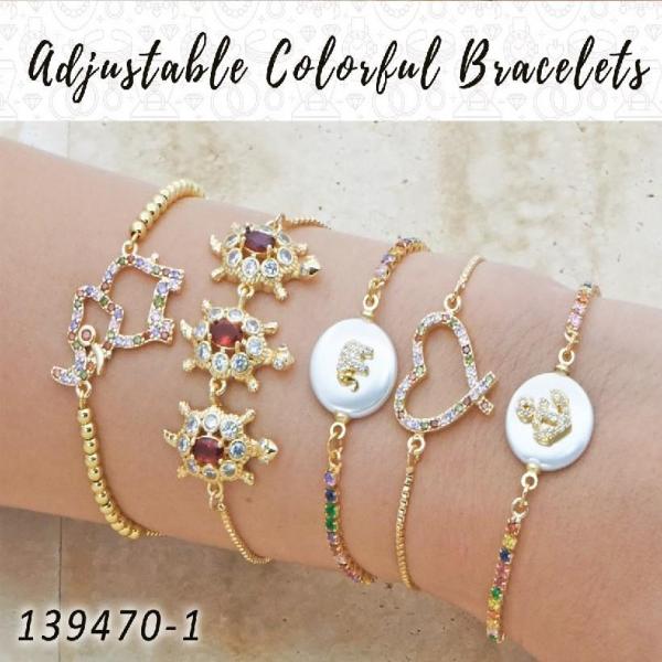 Kit Surtido de 18 Pulseras Ajustables de Colores de Oro Laminado al por mayor — SKU 139470