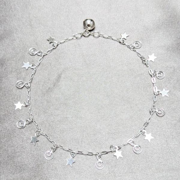 Tobillera Elegante 03.409.0044.10 Plata Rodinada, Diseño de Estrella, Pulido, Plateado