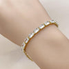 Pulsera Tennis 03.213.0325.07 Oro Laminado, Diseño de Baguette, con Zirconia Cubica Blanca, Pulido, Dorado