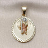 Dije Religioso 05.120.0099 Oro Laminado, Diseño de San Judas, Diamantado, Tricolor