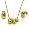 Juego de Arete y Dije de Adulto 10.282.0003 Oro Laminado, Diseño de Bola y Box, Diseño de Bola, Pulido, Dorado