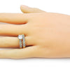 Anillo de Boda 01.284.0095 Oro Laminado, Diseño de Cluster, con Zirconia Cubica Blanca y Micro PaveBlanca, Pulido, Dorado