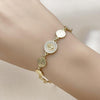 Pulsera Elegante 03.253.0117.07 Oro Laminado, Diseño de San Benito, con Zirconia Cubica Blanca, Pulido, Dorado
