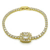 Pulsera Tennis 03.283.0394.07 Oro Laminado, Diseño de Cluster y Baguette, Diseño de Cluster, con Zirconia Cubica Blanca, Pulido, Dorado