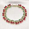 Pulsera Tennis 03.284.0059.1.08 Oro Laminado, Diseño de Cereza, con Zirconia Cubica Granate y Verde, Pulido, Dorado