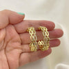 Arete Dormilona 02.341.0090 Oro Laminado, Diseño de Paperclip, con Micro Pave Blanca, Pulido, Dorado