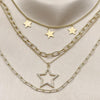 Gargantilla Elegante 04.437.0006.16 Acero Inoxidable, Diseño de Estrella y Paperclip, Diseño de Estrella, con Micro Pave Blanca, Pulido, Dorado