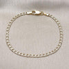 Pulsera Básica 5.222.007.07 Oro Laminado, Diseño de Cubana, Diamantado, Dorado
