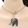 Collares con Dije 04.63.1433.20 Oro Laminado, Diseño de Elefante, Pulido, Dorado
