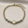 Pulsera Elegante 03.213.0392.07 Oro Laminado, Diseño de Nina Pequena y Miami Cubana, Diseño de Nina Pequena, con Cristal Turquoise, Esmaltado Turquesa, Dorado