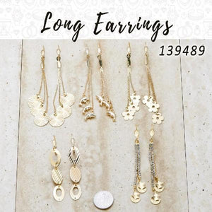 Kit Surtido de 35 Aretes Largos de Oro Laminado al por mayor — SKU 139489