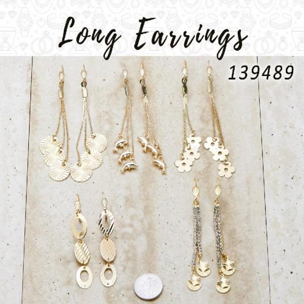 Kit Surtido de 35 Aretes Largos de Oro Laminado al por mayor — SKU 139489
