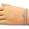 Pulsera Elegante 03.283.0478.07 Oro Laminado, Diseño de Corazon y Baguette, Diseño de Corazon, con Zirconia Cubica Blanca, Pulido, Dorado
