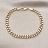 Pulsera Básica 04.213.0099.07 Oro Laminado, Diseño de Miami Cubana, Pulido, Dorado