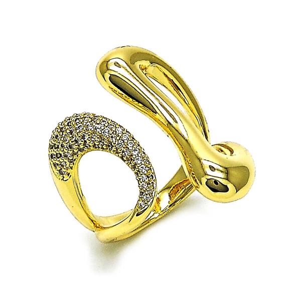 Anillo Multi Piedra 01.283.0050 Oro Laminado, Diseño de Gota, con Micro Pave Blanca, Pulido, Dorado