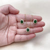 Juego de Arete y Dije de Adulto 10.156.0520.1 Oro Laminado, Diseño de Cluster, con Zirconia Cubica Verde y Blanca, Pulido, Dorado