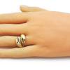 Anillo Elegante 01.341.0169 Oro Laminado, Diseño de Concha, Pulido, Dorado
