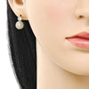 Arete Dormilona 02.283.0288 Oro Laminado, Diseño de Bola, con Micro Pave Blanca y Zirconia CubicaBlanca, Pulido, Dorado