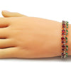 Pulsera Tennis 03.284.0059.1.08 Oro Laminado, Diseño de Cereza, con Zirconia Cubica Granate y Verde, Pulido, Dorado