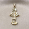 Dije Religioso 05.210.0013 Oro Laminado, Diseño de Medalla Milagrosa, con Zirconia Cubica Blanca, Pulido, Dorado