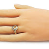 Anillo Multi Piedra 01.310.0044 Oro Laminado, Diseño de Delfin y Corazon, Diseño de Delfin, con Zirconia Cubica Blanca, Pulido, Dorado
