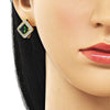 Arete Gancho Frances 02.196.0242.10 Oro Laminado, Diseño de Cluster, con Zirconia Cubica Verde y Micro PaveBlanca, Pulido, Dorado