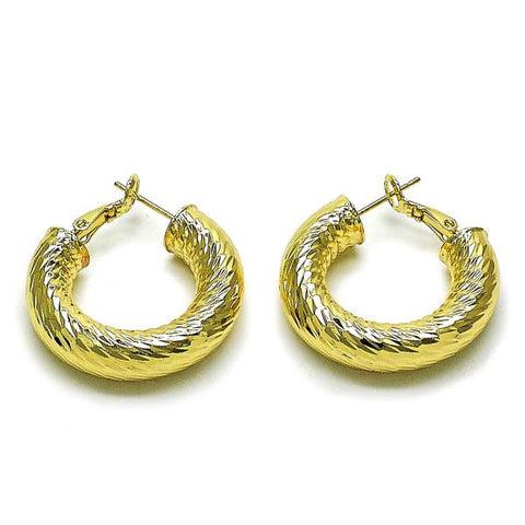 Argolla Mediana 02.163.0318.30 Oro Laminado, Diseño de Hueco, Diamantado, Dorado