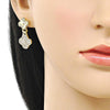 Arete Dormilona 02.283.0250 Oro Laminado, Diseño de Trebol de Cuatro Hojas, con Zirconia Cubica Blanca, Diamantado, Dorado