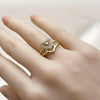 Anillo Multi Piedra 01.310.0040 Oro Laminado, Diseño de Corazon, con Zirconia Cubica Blanca, Pulido, Dorado