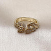 Anillo Multi Piedra 01.266.0061 Oro Laminado, Diseño de Oja y Baguette, Diseño de Oja, con Zirconia Cubica Blanca y Micro PaveBlanca, Pulido, Dorado