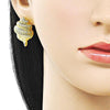 Arete Dormilona 02.156.0733 Oro Laminado, Diseño de Caracol, Pulido, Dorado