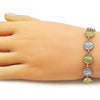 Pulsera Tennis 03.341.0241.07 Oro Laminado, Diseño de Guadalupe, Diamantado, Dos Tonos