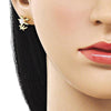 Arete Dormilona 02.341.0258 Oro Laminado, Diseño de Estrella, con Perla Marfil, Pulido, Dorado