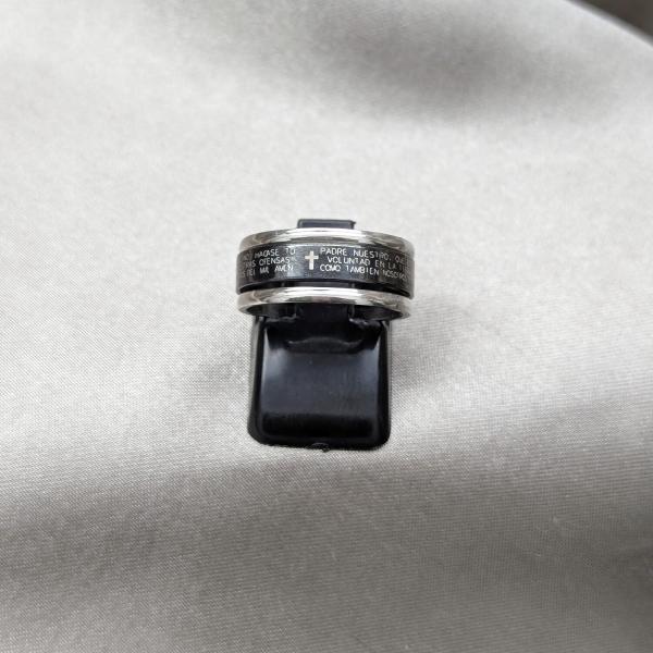 Anillo de Hombre 01.63.0637.06 Acero Inoxidable, Diseño de Cruz, Esmaltado Negro, Acero