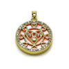 Dije Elegante 05.423.0001 Oro Laminado, Diseño de Mama y Corazon, Diseño de Mama, con Madre Perla Rosado y Zirconia CubicaBlanca, Pulido, Dorado