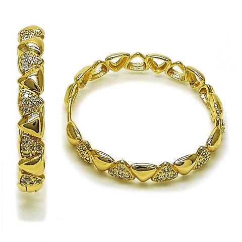 Argolla Huggie 02.204.0054.35 Oro Laminado, con Micro Pave Blanca, Pulido, Dorado