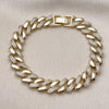 Pulsera Elegante 03.283.0494.07 Oro Laminado, Diseño de Miami Cubana, con Zirconia Cubica Blanca, Pulido, Dorado