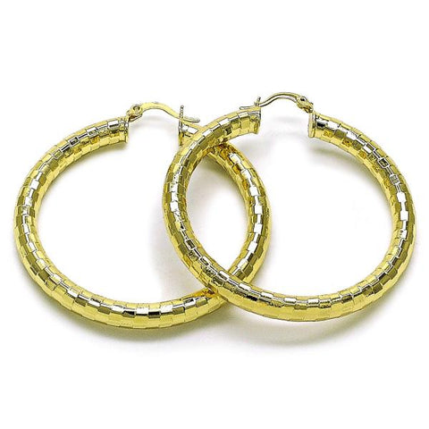 Argolla Grande 02.213.0310.50 Oro Laminado, Diseño de Hueco, Diamantado, Dorado