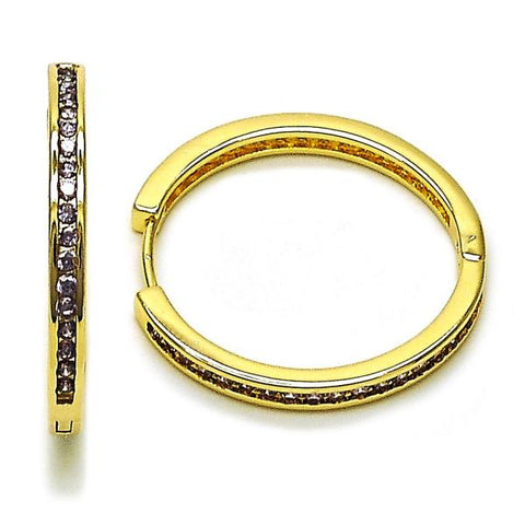 Argolla Huggie 02.195.0297.1.30 Oro Laminado, con Zirconia Cubica Amatista, Pulido, Dorado