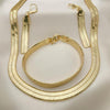 Collar, Pulso y Arete 06.372.0053 Oro Laminado, Diseño de Cola de Raton, Diamantado, Dorado